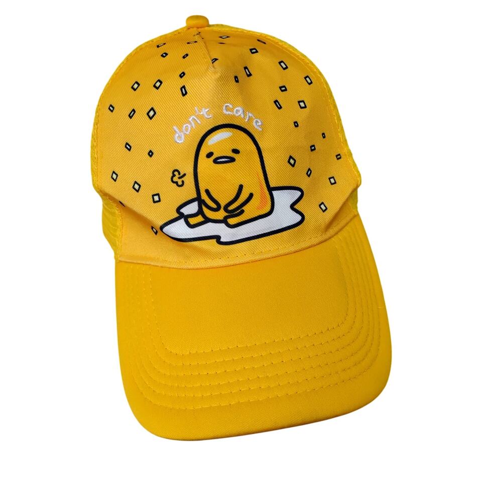 Sanrio Gudetama The Lazy Egg Yellow Graphic Trucker Hat Adjustable Mesh Back